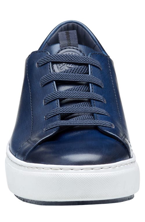 Johnston & Murphy Anson Lace To Toe Sneaker In Navy Hand-stained Calfskin