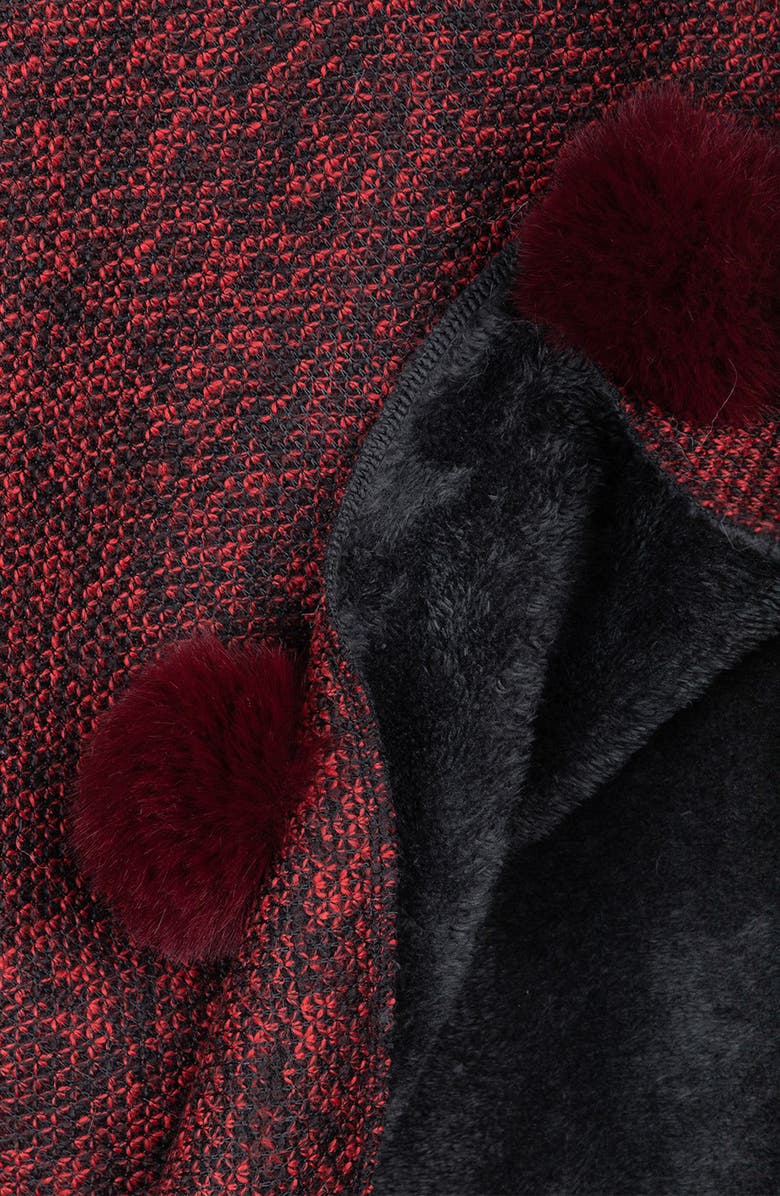 SAACHI Posey Faux Fur Pompom Poncho, Alternate, color, Red