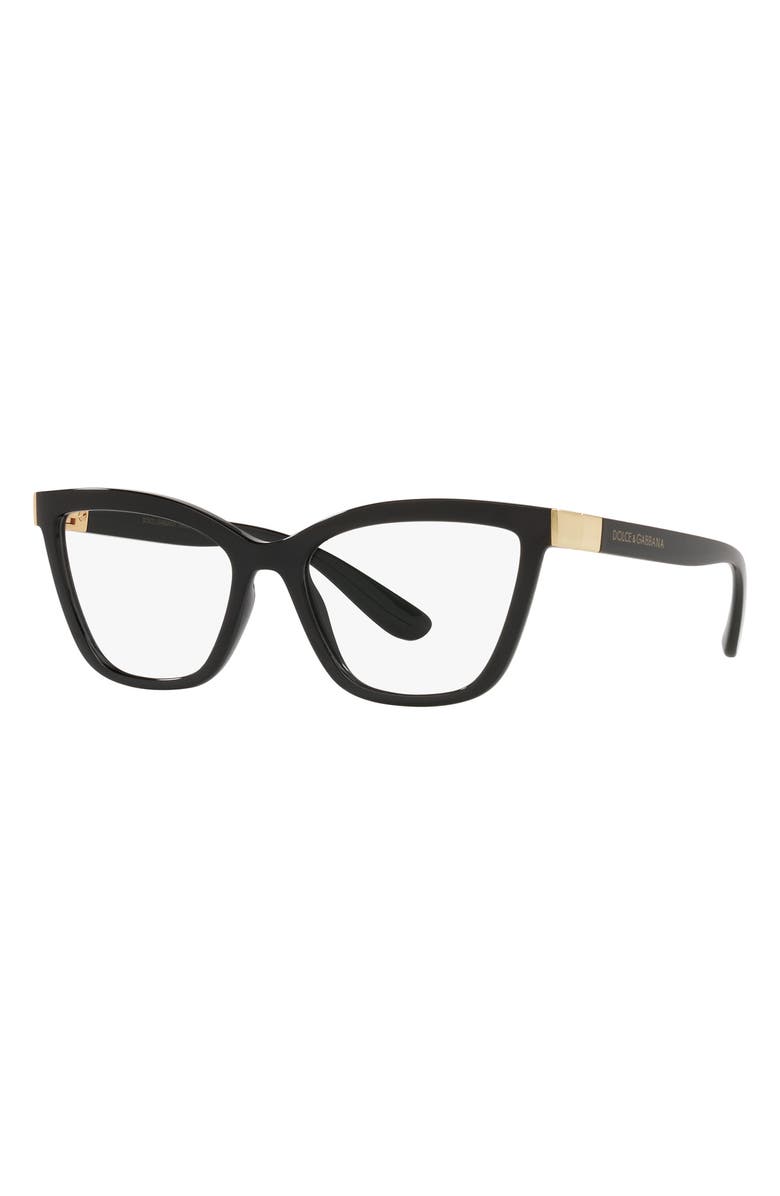 Dolce&Gabbana 55mm Cat Eye Optical Glasses, Alternate, color, Black / Demo Lens