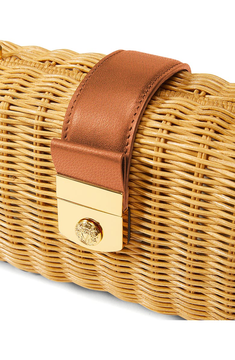 Veronica Beard Lock Rattan Box Clutch, Alternate, color, Natural Wicker Hazelwood