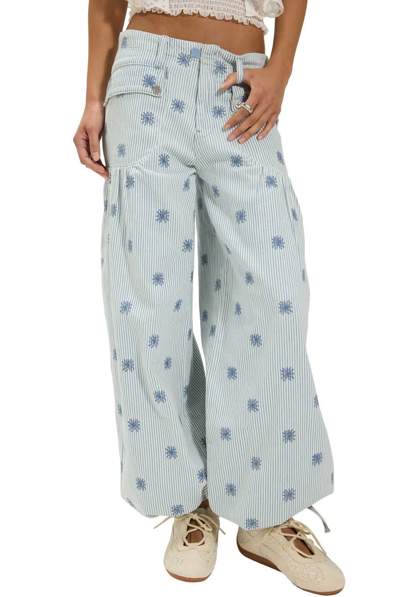 Lotus Embroidered Railroad Stripe Jeans, Main, color, INDIGO RAILROAD
