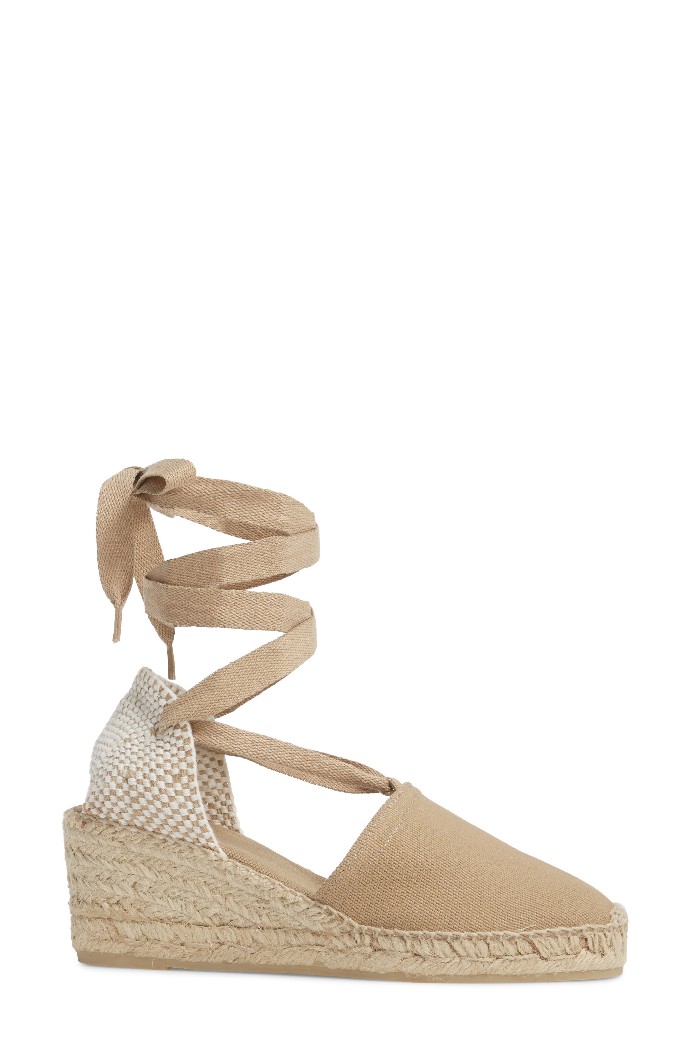 Valencia Wraparound Espadrille Wedge, Alternate, color, STONE FABRIC