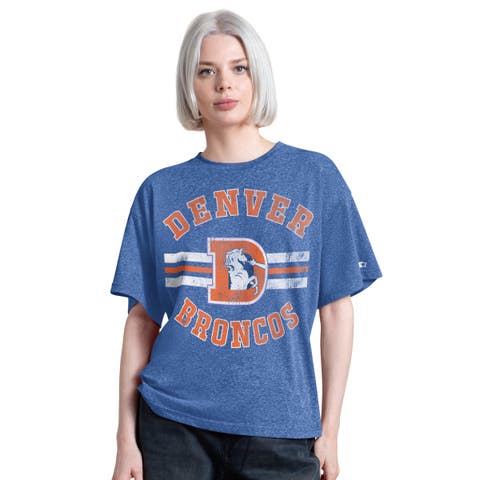 Women's Starter  Royal Denver Broncos Vintage Jump Shot Boyfriend Tri-Blend T-Shirt