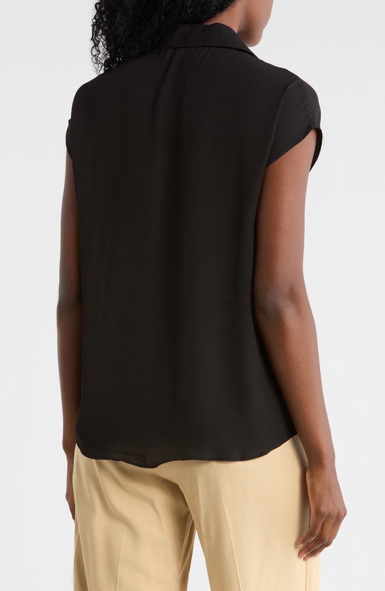 ELIE ELIE TAHARI Cap Sleeve Camp Shirt, Alternate, color, Black