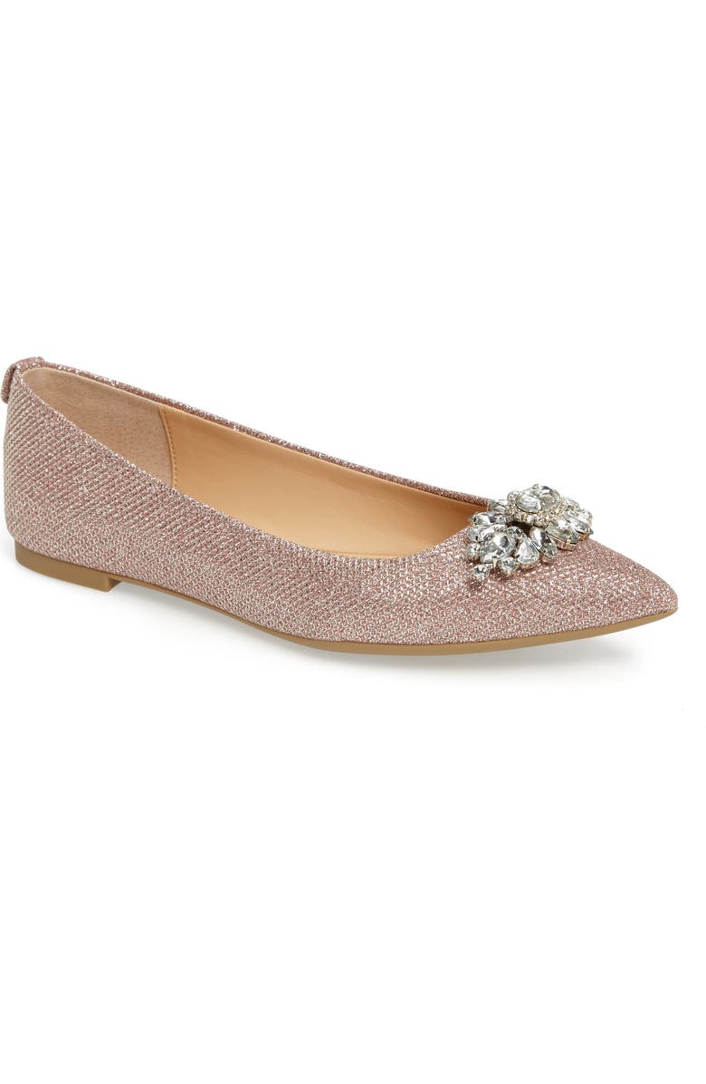 Jewel Badgley Mischka Havana Embellished Flat, Main, color,