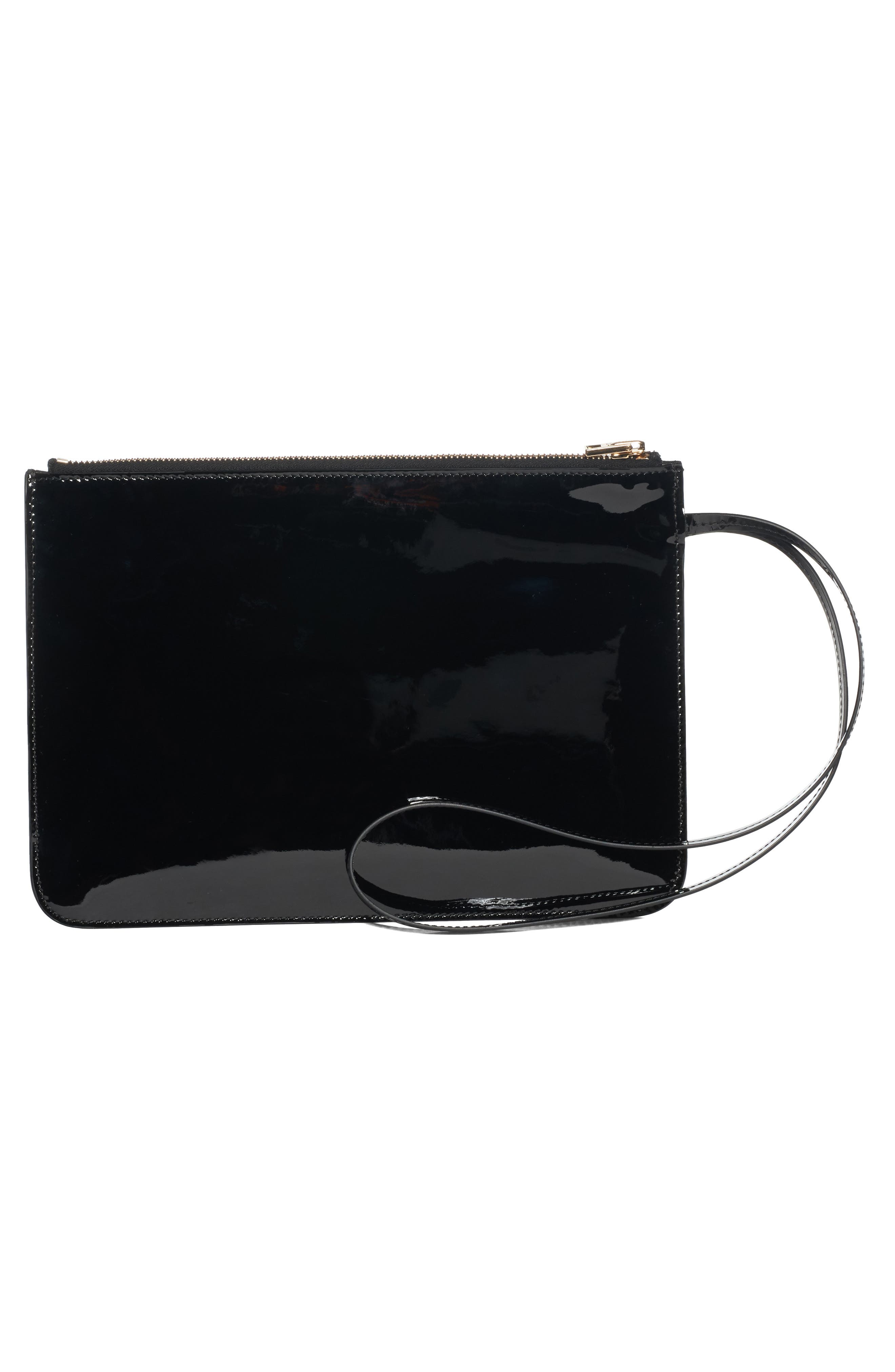 TOM FORD Zip Top Patent Leather Wristlet, Alternate, color, Black