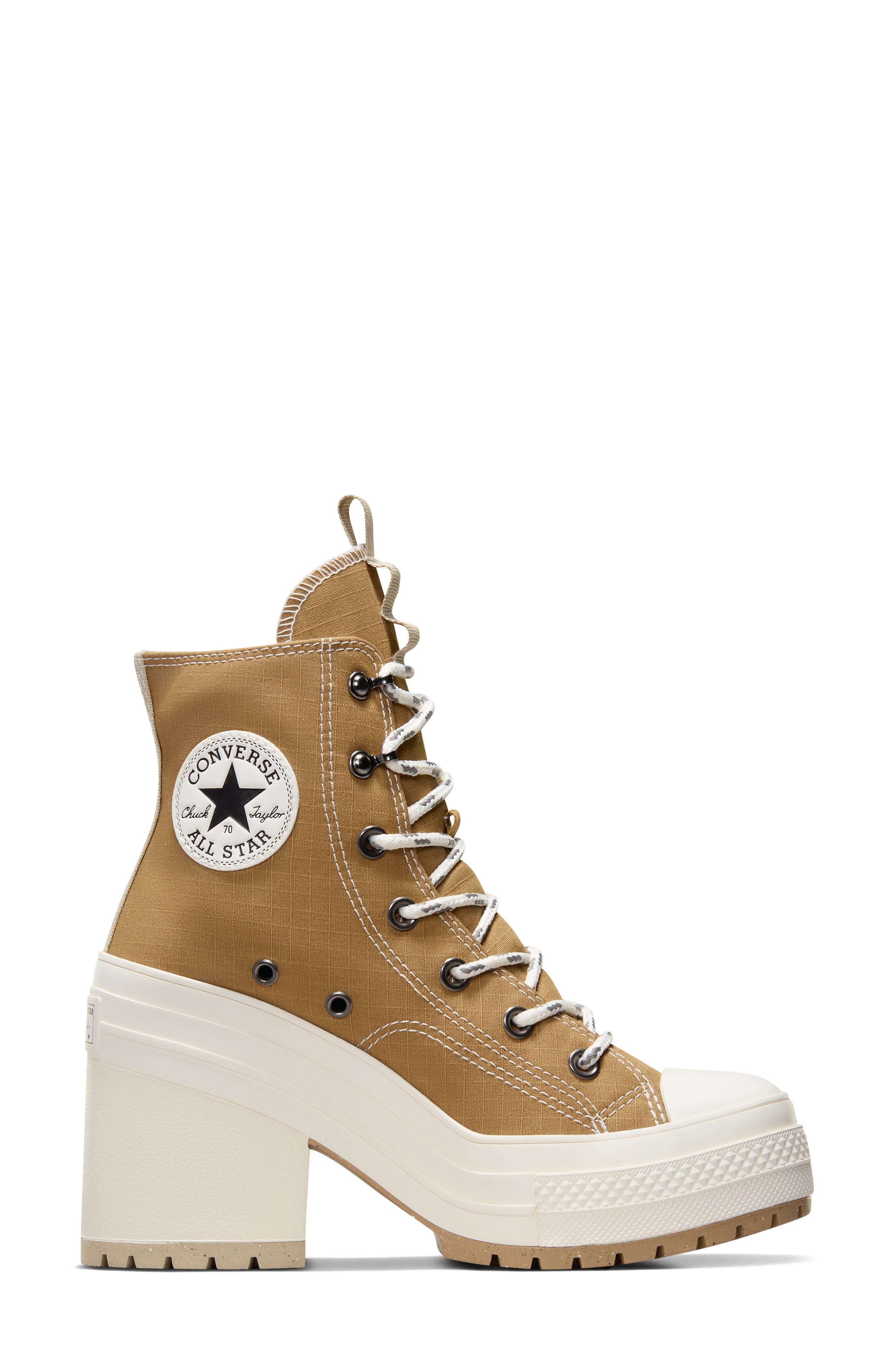 Chuck 70 De Luxe Block Heel Sneaker, Main, color, TREK TAN/ GRANOLA/ EGRET