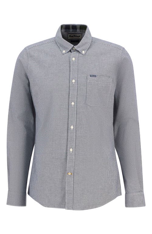 Barbour Huntly Mini Houndstooth Check Cotton Button-down Shirt In Blue