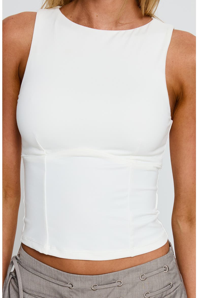 Georgetta Fitted Crop Tank, Alternate, color, WHITE