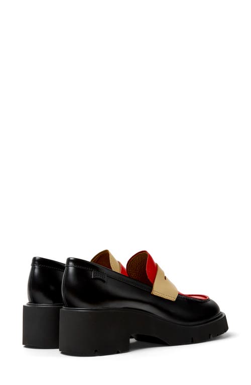 Camper Milah Mismatched Penny Loafers In Black Multi