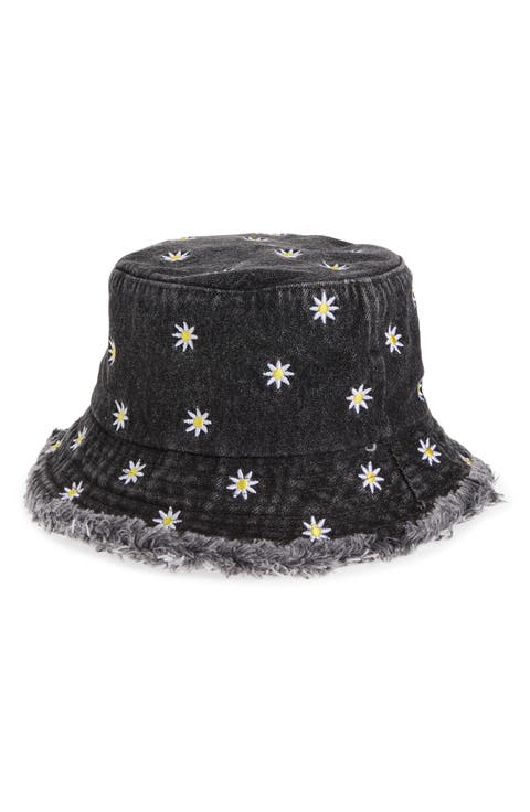 Kids' Embroidered Flower Bucket Hat