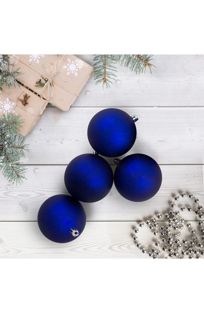Northlight Shatterproof Matte Christmas Ball Ornaments - 4" (100mm) - Royal Blue - 12ct, Alternate, color, 