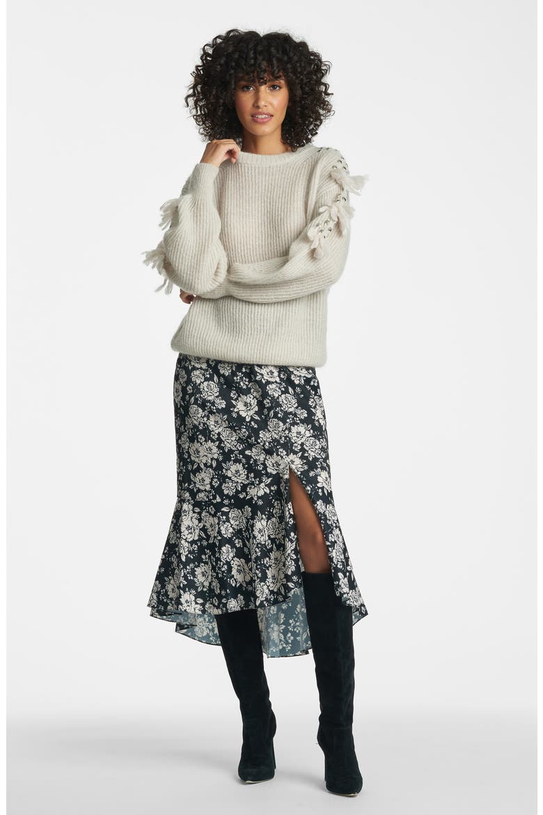 Freya Tasseled Mohair & Wool Blend Rib Sweater, Alternate, color, ALMOND