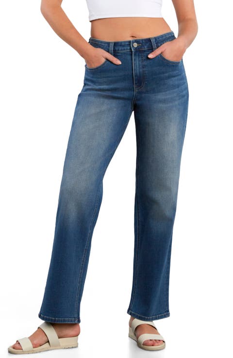 Cuffed Mid Rise Boyfriend Jeans