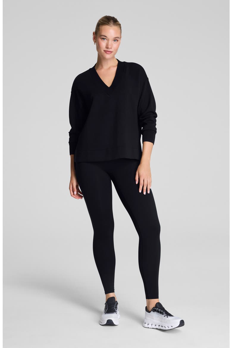 AirEssentials Brushed V-Neck Tunic, Alternate, color, VERY BLACK