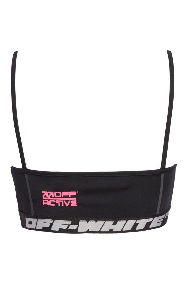 Logo Band Active Bra Top, Alternate, color, BLACK FUCHSIA