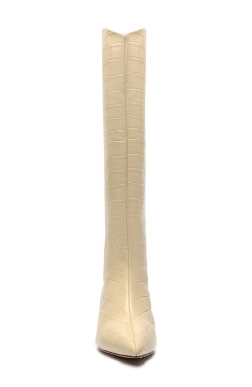 Schutz Maryana Lo Crocodile-embossed Leather Boot In Almond Buff