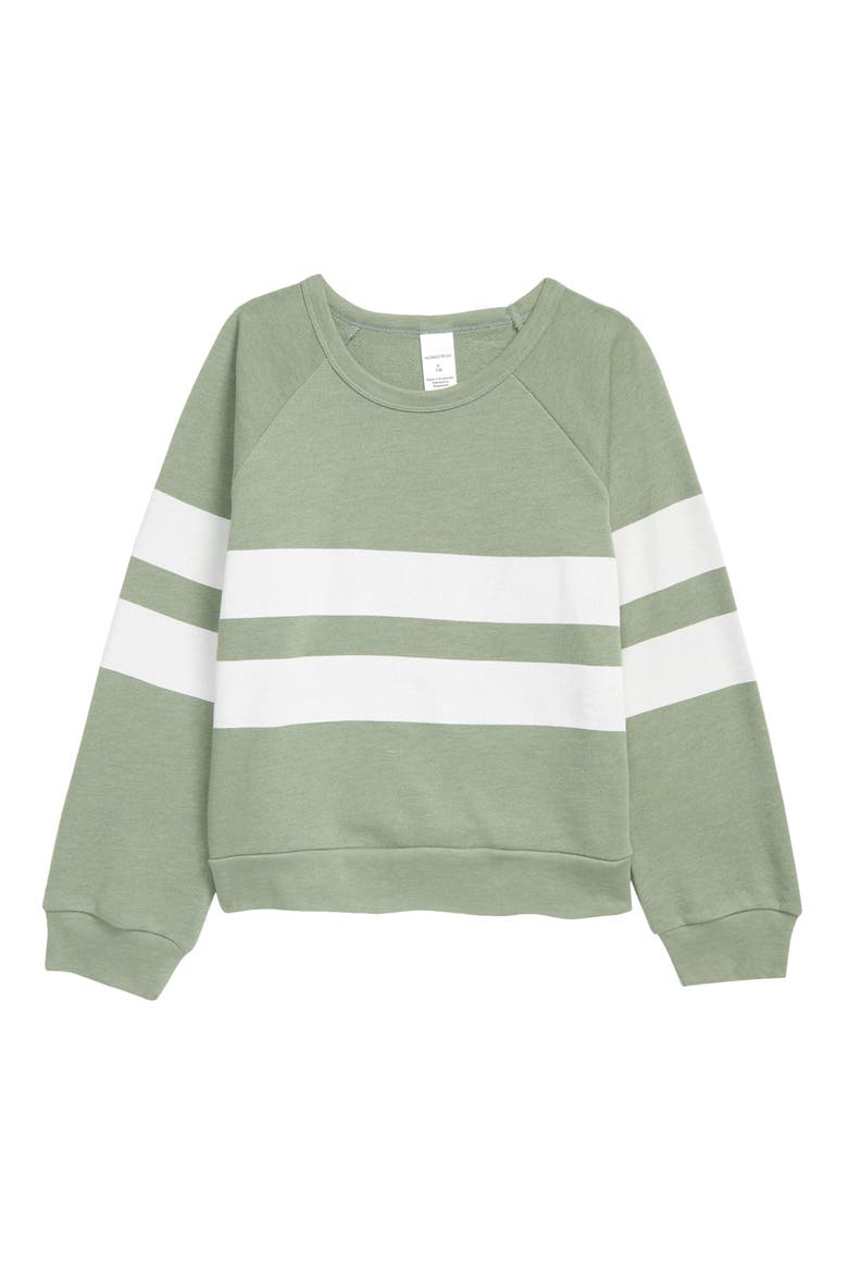 Kids' Raglan Sleeve Pullover, Main, color, GREEN BAY- WHITE STRIPE