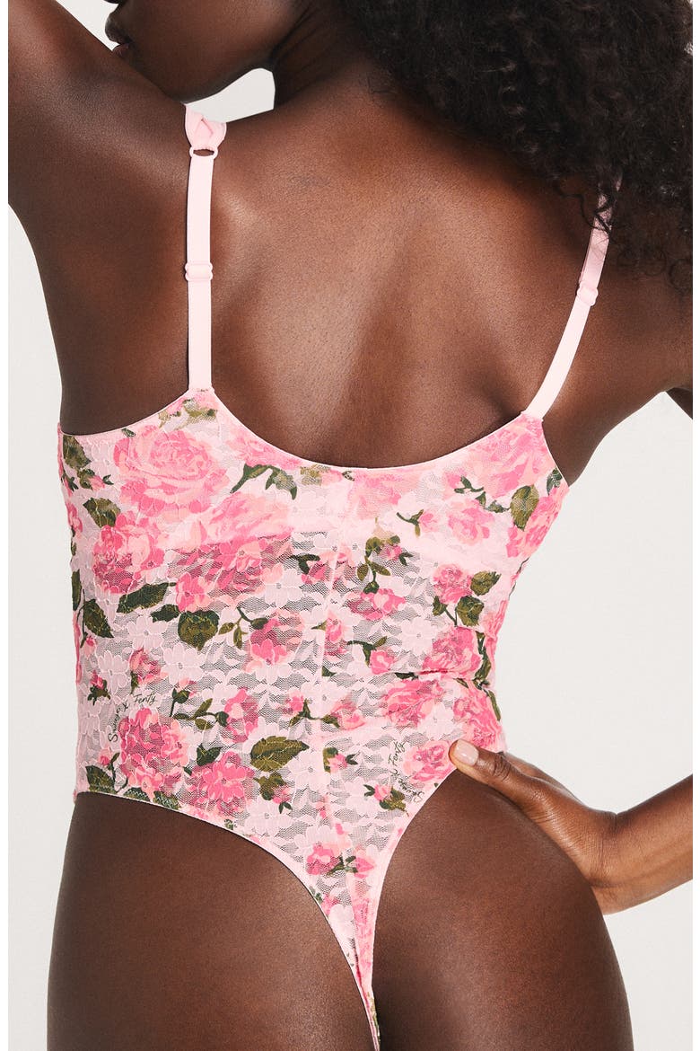 Sinful Rose Lace Teddy, Alternate, color, SWEET PINK ROSY PASSIONS PRINT