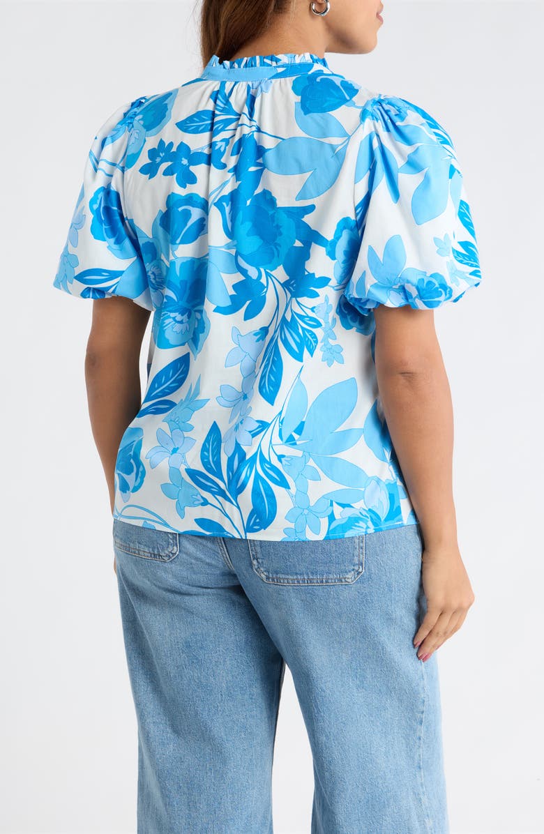 SUGARLIPS Darian Floral Ruffle Top, Alternate, color, White Blue Combo