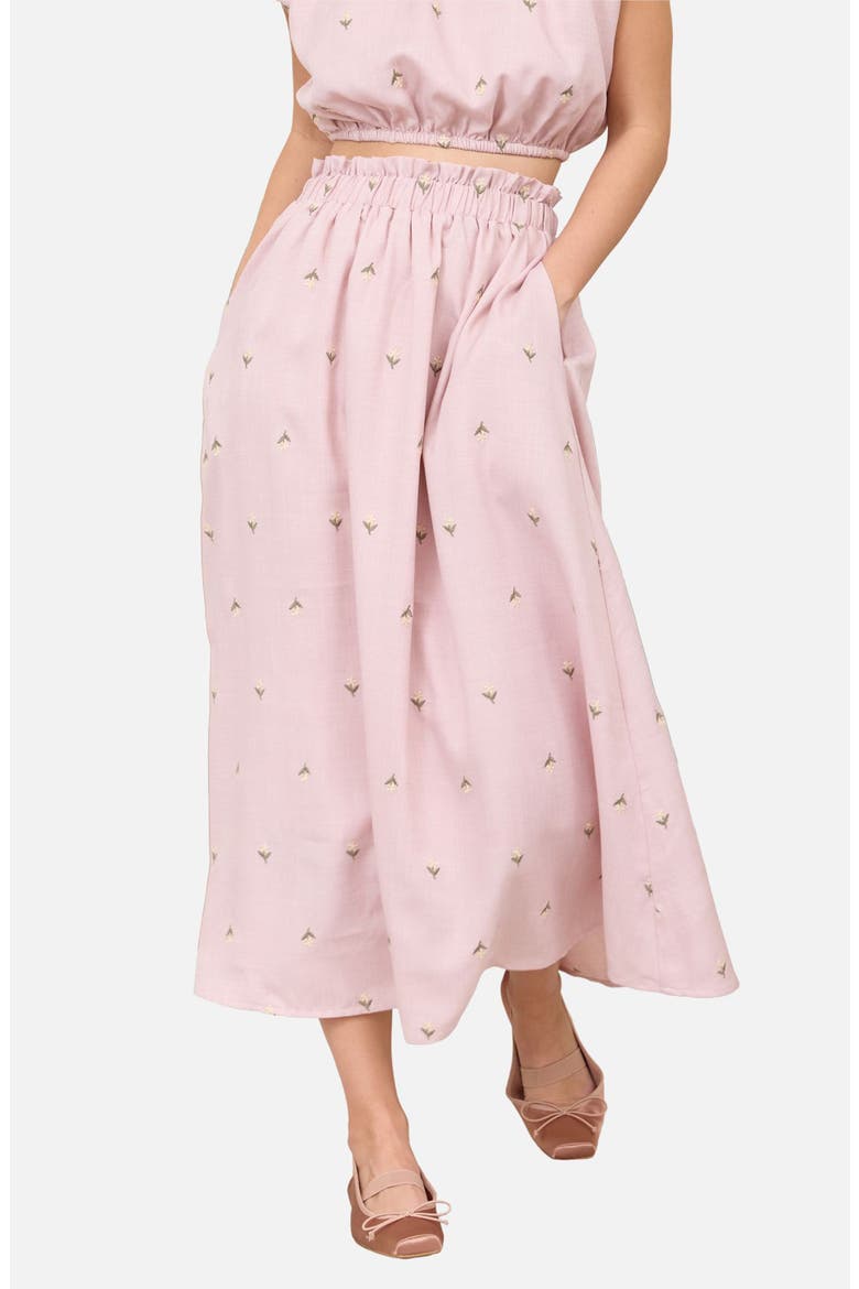 Floral Embroidered Midi Skirt, Main, color, PINK