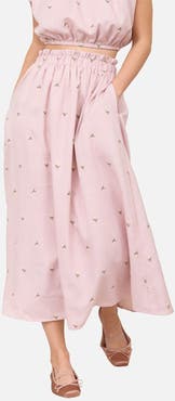 Blu Pepper Floral Embroidered Midi Skirt