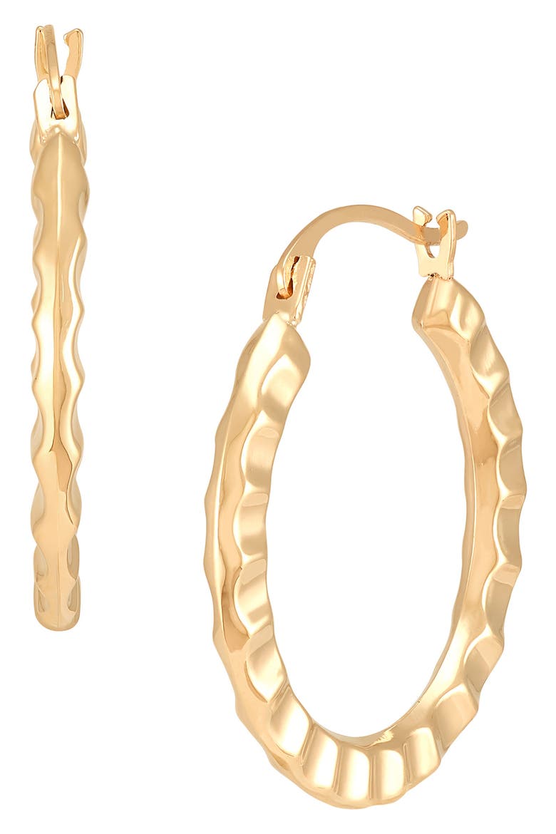 Ribbed Hoop Earrings, Main, color, YELLOW GOLD