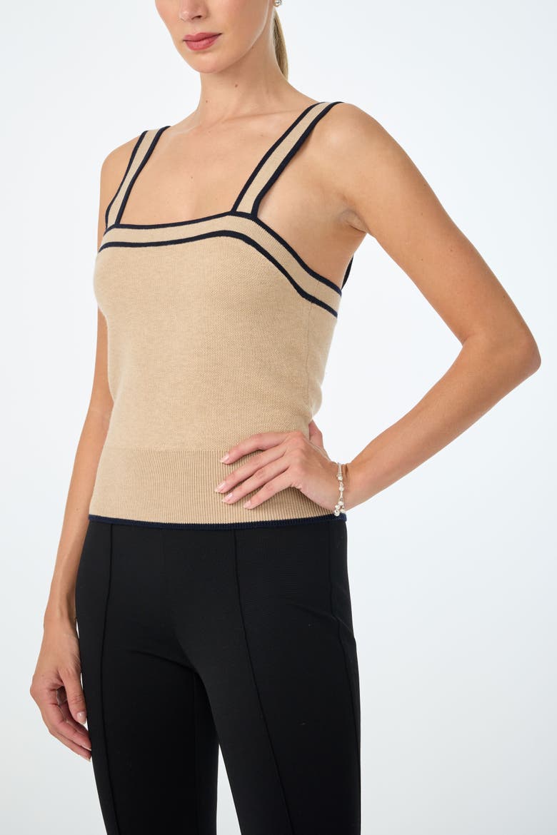 Casady Square Neck Knit Cami, Alternate, color, Camel/Indigo