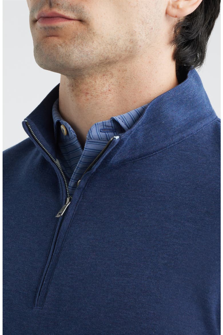 Comfort Interlock Organic Cotton Blend Quarter Zip Pullover, Alternate, color, NAVY