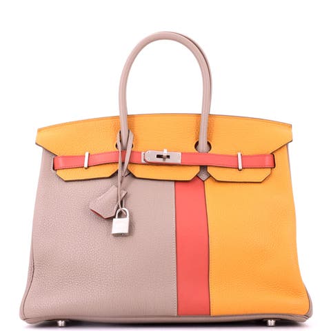 Birkin Handbag Cascade Tricolor Clemence and Swift with Brushed Palladium Hardware 35