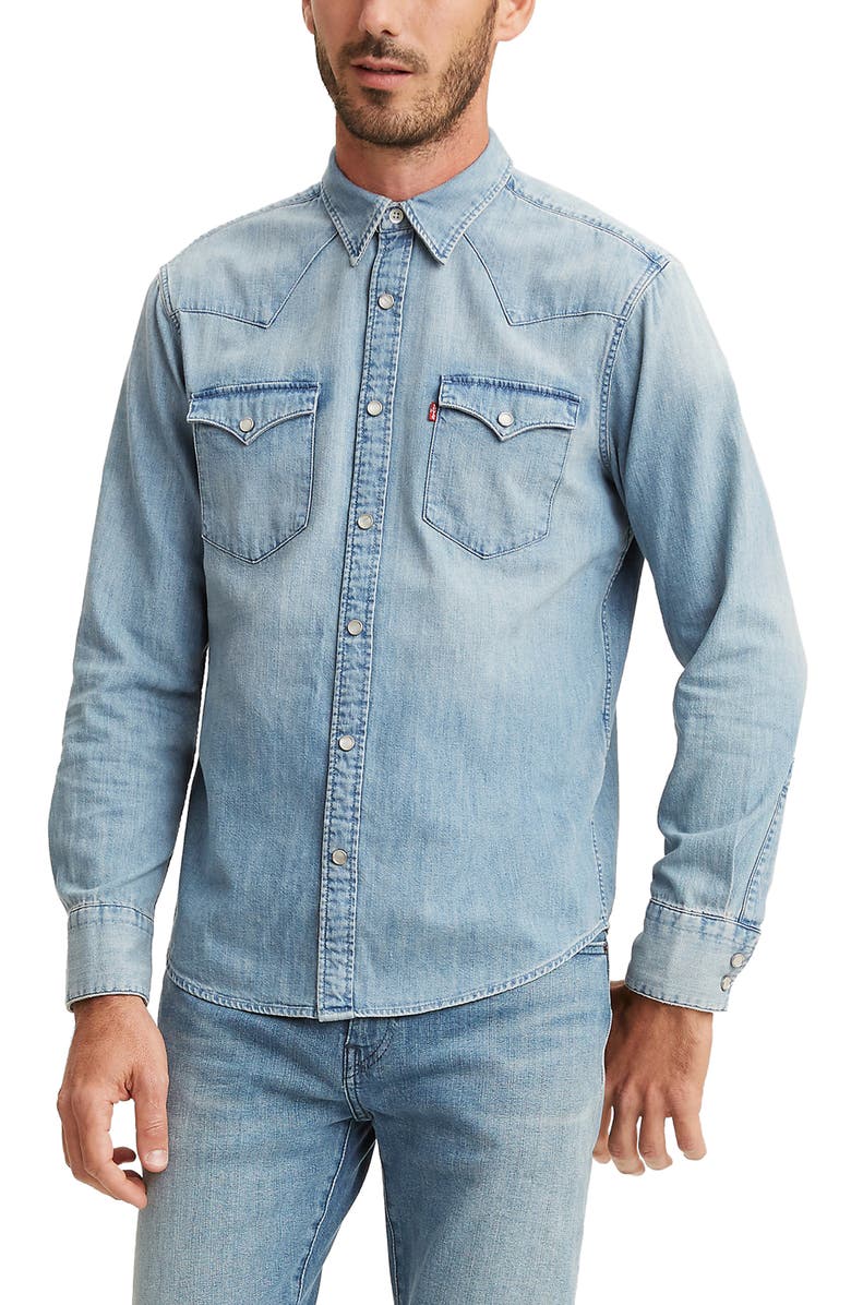 LEVIS PREMIUM Levi's<sup>®</sup> Premium Barstow Standard Fit Denim Western Shirt, Main, color,