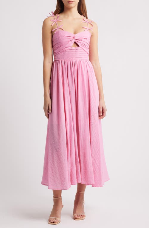 Moon River Bow Detail Cutout Midi Dress In Pink