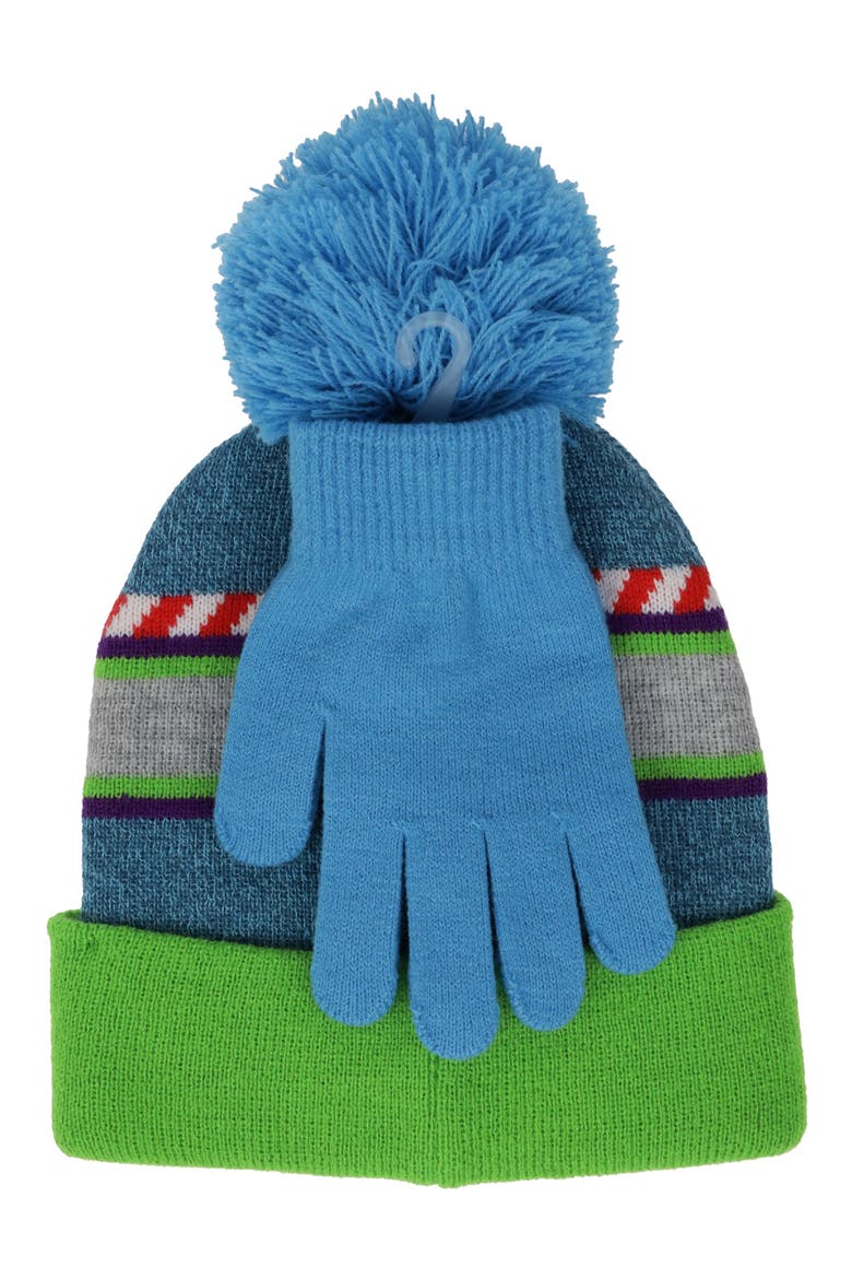Kids' Buzz Lightyear Beanie & Gloves Set, Alternate, color, BLUE/ GREEN MULTI