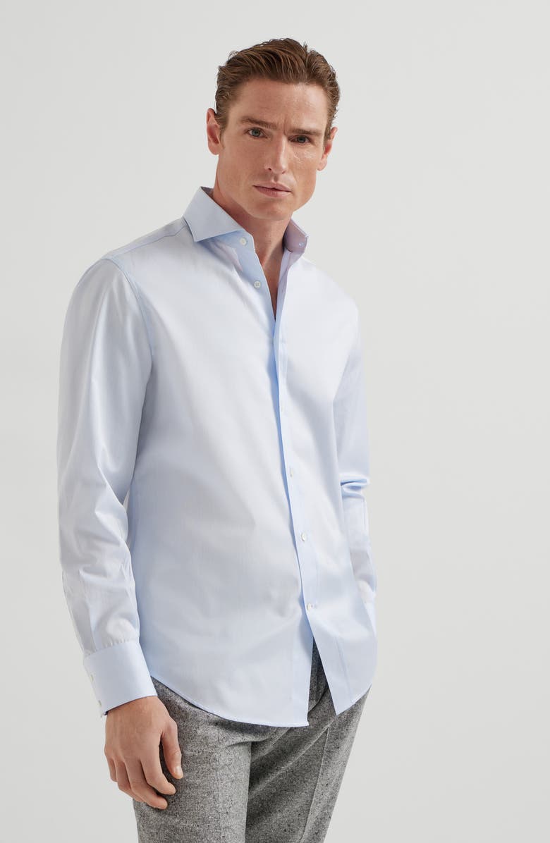 Brunello Cucinelli Spread collar shirt, Alternate, color, Azure