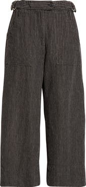R13 Relaxed Pinstripe Linen & Virgin Wool Crop Work Pants