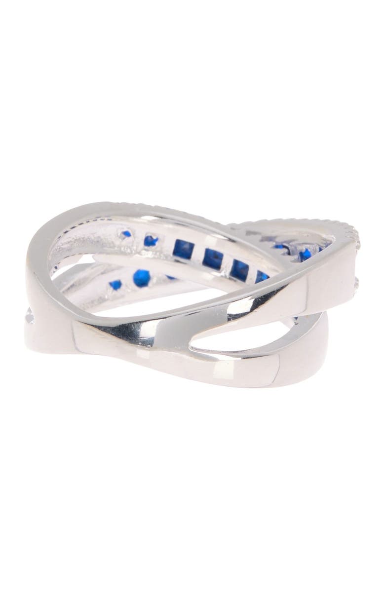BEST SILVER Sterling Silver Sapphire Crystal Crossover Ring, Main, color, 