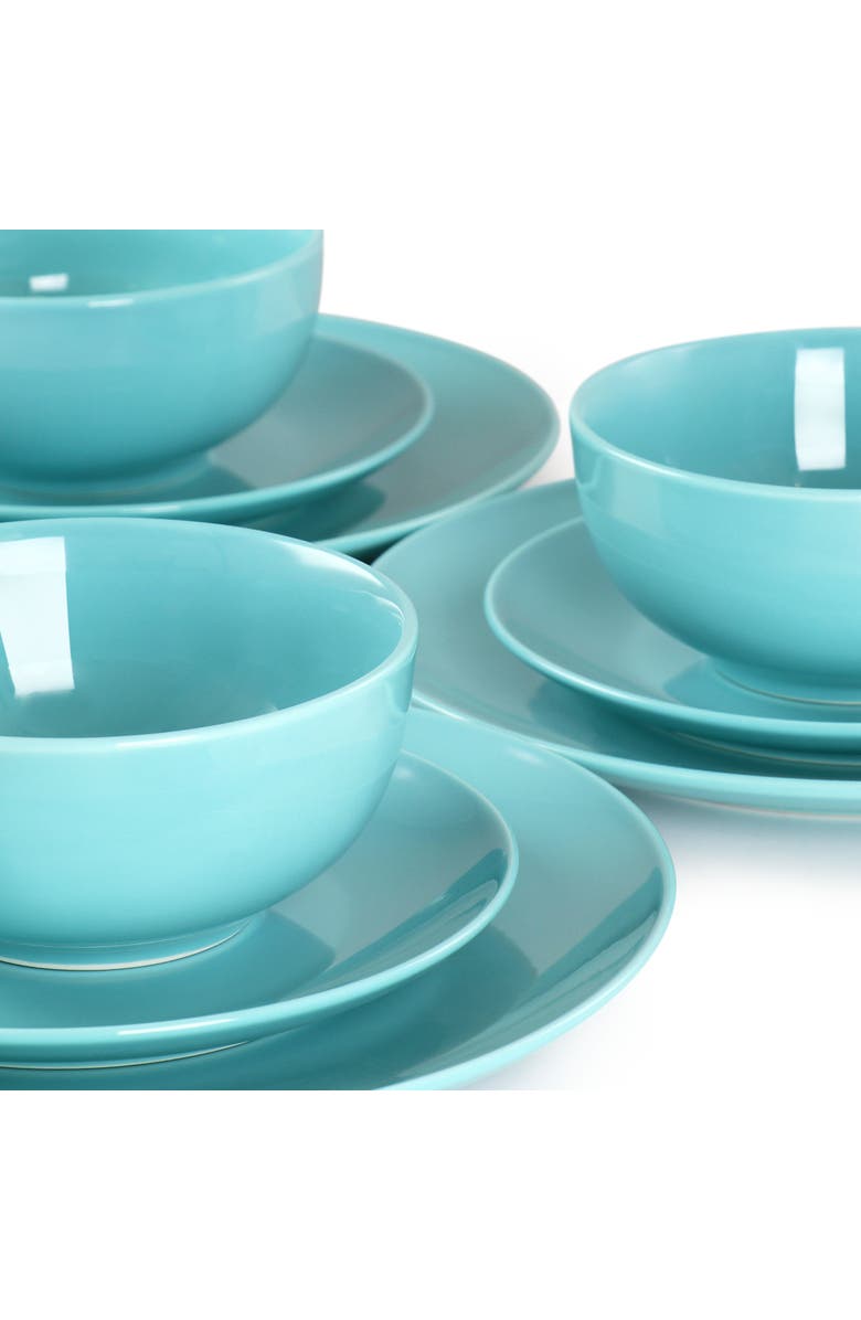 Elama Luna 18 Piece Porcelain Dinnerware Set, Alternate, color, Blue