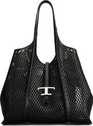 Tod's Medium T Timeless Perforated Leather Shopper