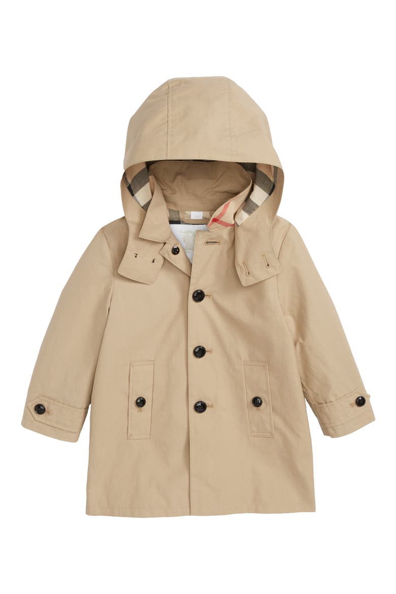 Mini Bradley Hooded Trench Coat, Main, color, HONEY