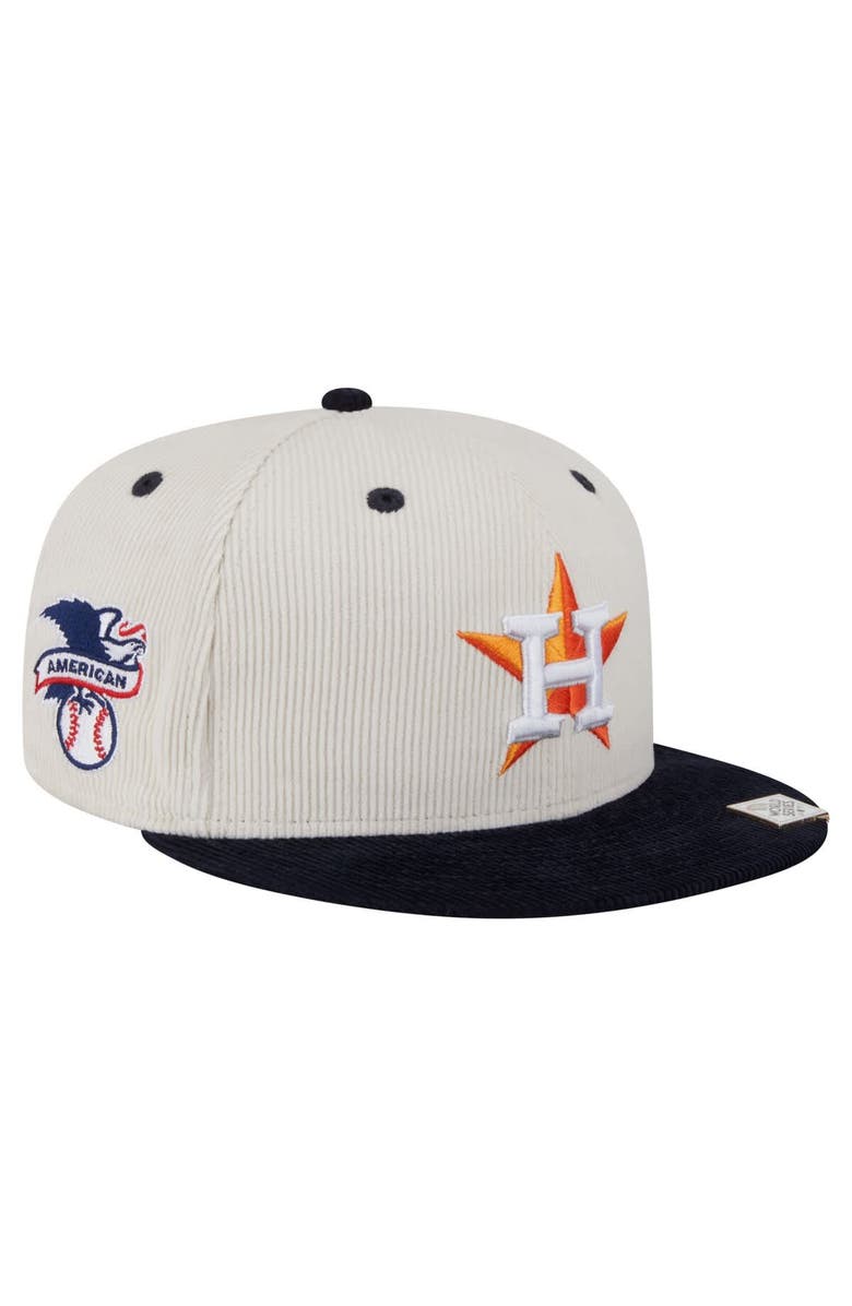 New Era Men's New Era Cream/Navy Houston Astros Two-Tone Corduroy 59FIFTY Fitted Hat, Main, color, Cream