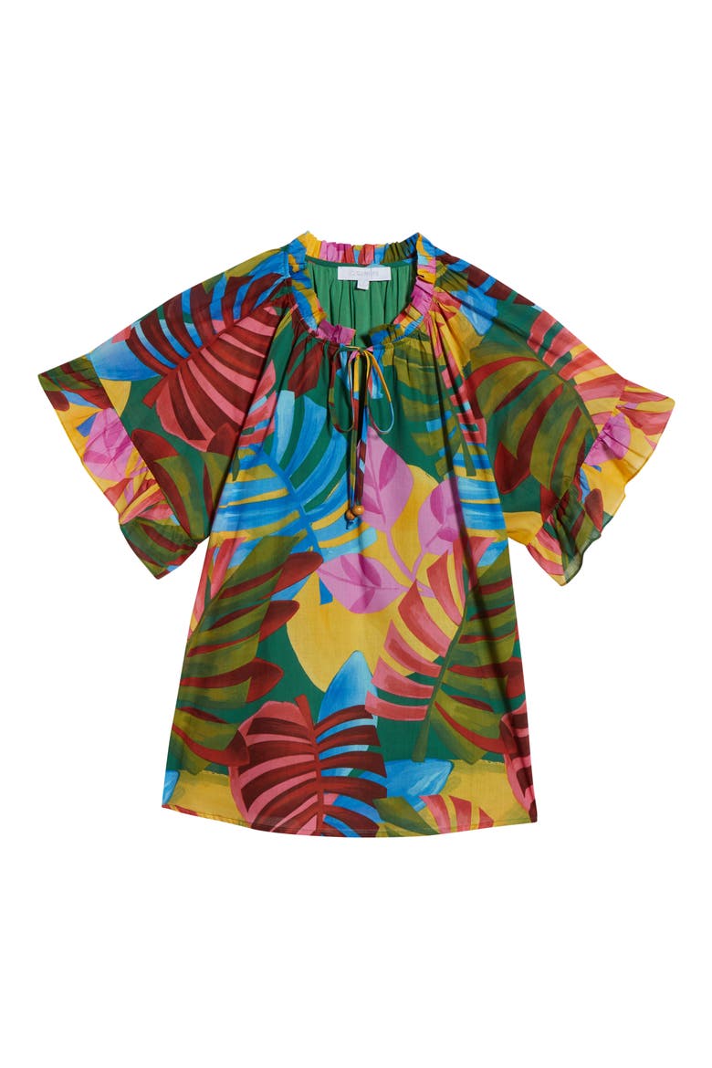Novi Tropical Print Cotton Top, Alternate, color, KELLY GREEN