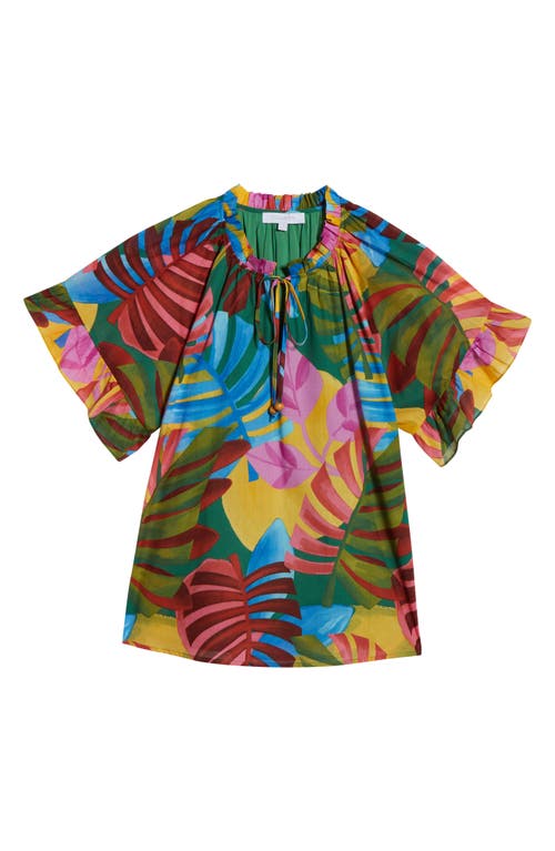 Sugarlips Novi Tropical Print Cotton Top In Green