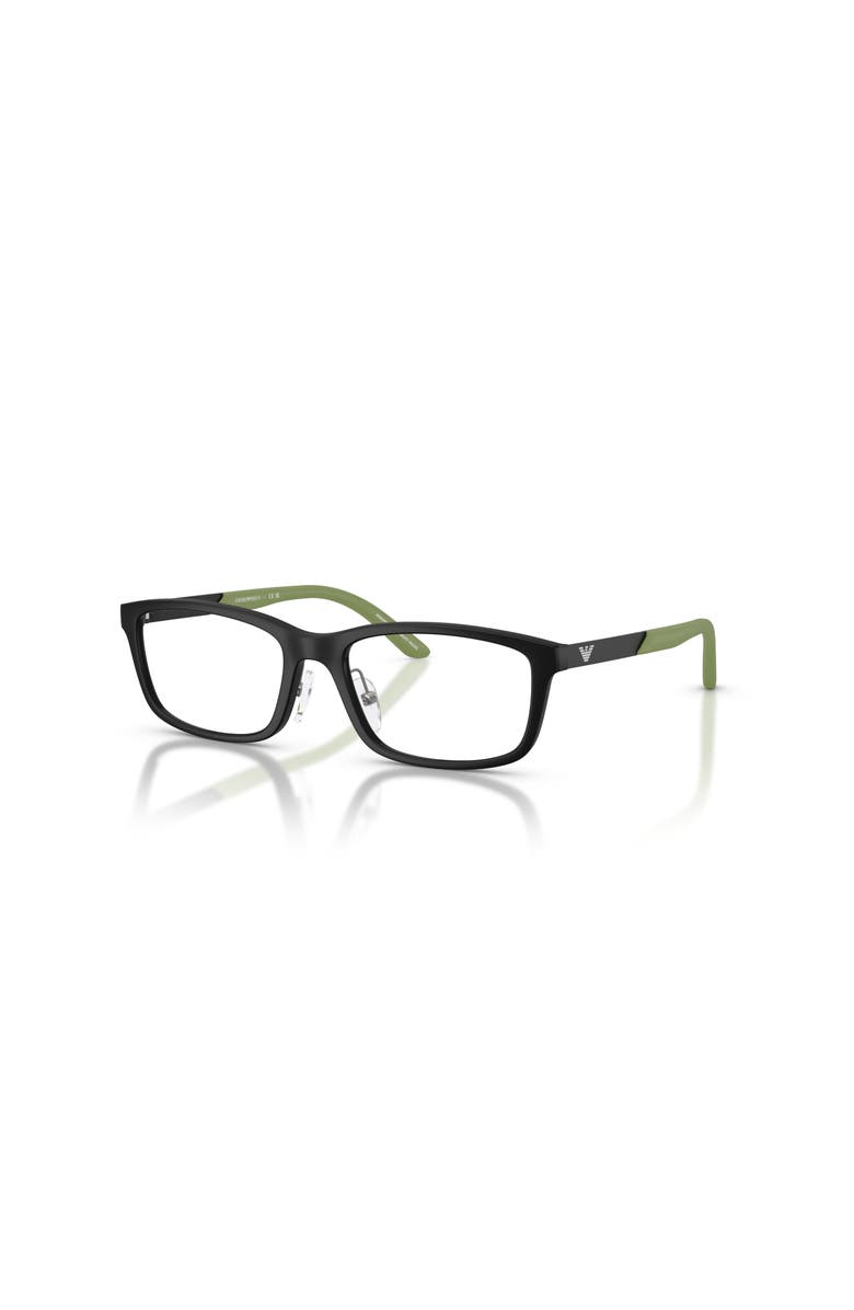 Emporio Armani 49mm Rectangle optical glasses, Main, color, Black