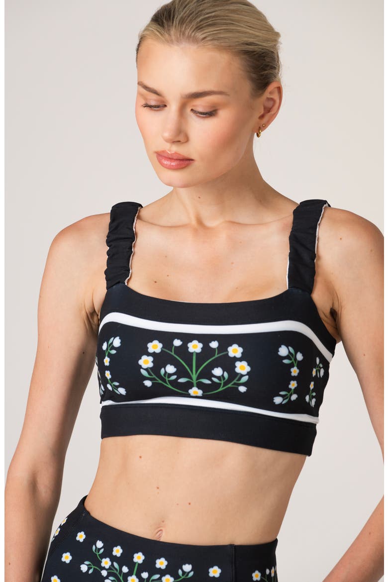 Day/Night Garden Reversible Ruched Sports Crop Top, Alternate, color, Black