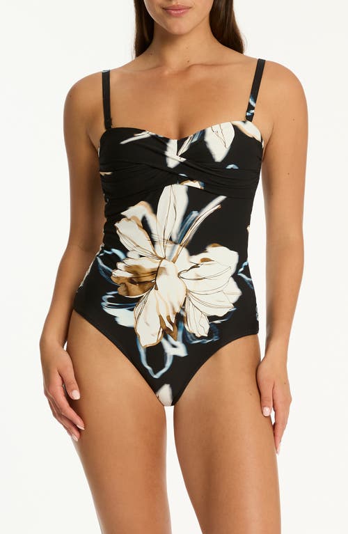 Sea Level La Luna Twist Front One-piece Swimsuit In Black