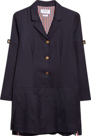 Thom Browne Long Sleeve Pleated Wool Blazer Dress