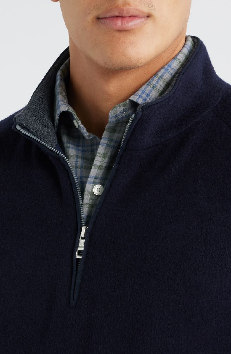 Peter Millar Crown Crafted Flex Merino Wool Quarter Zip Pullover, Alternate, color, Navy