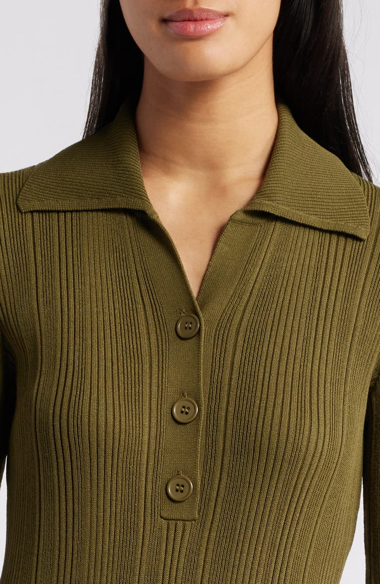 Julia Jordan Variegated Rib Long Sleeve Midi Sweater Dress, Alternate, color, Avocado