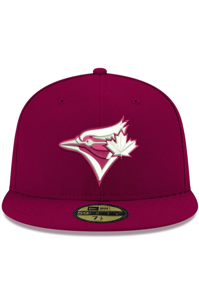 New Era Men's New Era Cardinal Toronto Blue Jays White Logo 59FIFTY Fitted Hat, Alternate, color, 