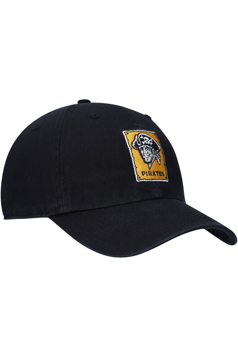 Men's '47 Black Pittsburgh Pirates Logo Cooperstown Collection Clean Up Adjustable Hat, Alternate, color, Black